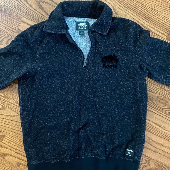 Roots Quarter Zip Sweater in black pepper - Picture 2 of 5